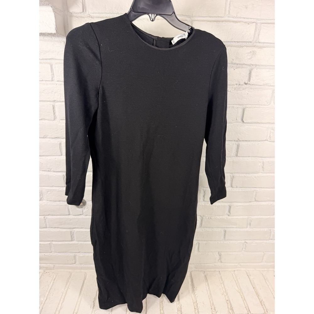 Vince Black Sheath Dress Small 3/4 Sleeve Minimalist Career Classic S